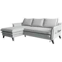 Miuform Charming Charlie - Canapé d'angle avec fonction lit et coffre de lit L-FORME GAUCHE - 228x150cm - Gris clair - Canapé-lit Canapé