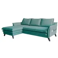 Miuform Charming Charlie - Canapé d'angle avec fonction lit et coffre de lit L-FORME GAUCHE - 228x150cm - Aqua - Canapé-lit Canapé