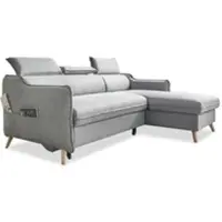 Miuform Sweet Harmony - Canapé d'angle avec fonction lit - 228x162cm - Gris clair - Forme en L à droite - Canapé-lit Canapé