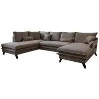 Miuform Charming Charlie - Canapé d'angle avec fonction lit et coffre de lit U-FORM GAUCHE - 302x200cm - Marron - Canapé-lit Canapé