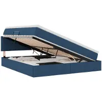 vidaXL Lit coffre à LED avec matelas, bleu, 160 x 200 cm, tissu