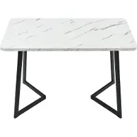 Sweiko 117x68cm Table de salle à manger,(1-St), Structure en métal Table de salle à manger rectangulaire en marbre moderne Table de cuisine avec pieds en métal pour salle à manger Salon, Noir /Blanc