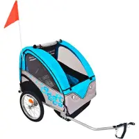 Syfax Remorque de vélo gris et bleu 30 kg