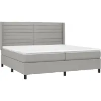 vidaXL Lit boxspring avec matelas gris clair 200x200 cm Tissu