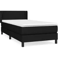 vidaXL Lit boxspring avec matelas noir 90x200 cm Tissu