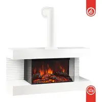 KAMINIO cheminée électrique LIZ avec tuyau de poêle - cheminée murale électrique avec chauffage, effet de flamme 3D, lumière d'ambiance LED, télécommande - blanc