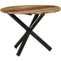 Syfax Table à dîner ronde 100x100x75 cm Bois de récupération massif