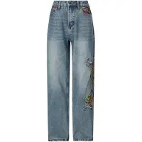 Ed Hardy Jean Crawling Dragon Relaxed - Bleu, Bleu