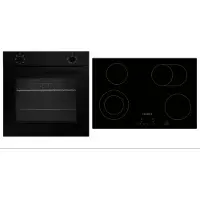 Respekta Four Cuisinière Matt Schwarz Table de cuisson vitrocéramique 77cm autarcique sans cadre