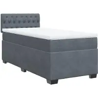 vidaXL Lit boxspring avec matelas gris foncé 90x200 cm velours