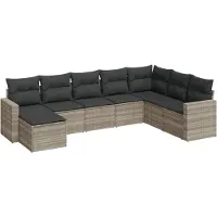 vidaXL Ensemble de jardin canapé 8 pièces avec coussins gris clair Poly rotin