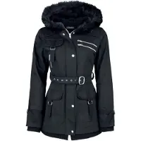 E.M.P. Merchandising Handelsgesellschaft Gothicana by EMP : veste d'hiver noire pour femme avec ceinture à la taille, taille 3XL