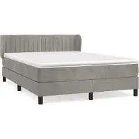 vidaXL Lit boxspring avec matelas gris clair 140x200 cm velours