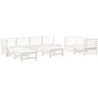 vidaXL Ensemble de salon de jardin 9 pièces blanc pin massif