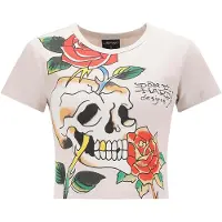 Ed Hardy T-shirt écru / jaune / vert / rouge