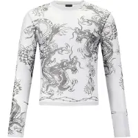 Ed Hardy T-Shirt 'Schlange und Drache' gris clair / noir