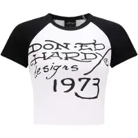 Ed Hardy T-shirt 'Panther Ringer' orange / rouge / noir / blanc