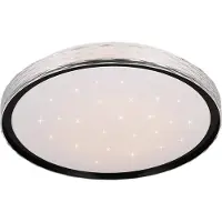 Reality Plafonnier LED, métal, noir, effet Starlight, D 39cm