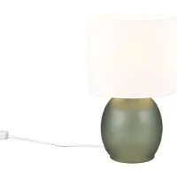 TRIO Lampe de table avec abat-jour Vela vert et blanc, 1xE14x10W, verre, dimensions : 29x18x18 cm, IP20,