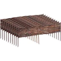 Relaxdays Bordures de parterre , en osier, lot de 10, H x L : 20 x 100 cm, à enfoncer, pour parterres et pelouses, bordures de parterre basses, marron
