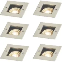 QAZQA Ensemble de 6 spots de sol modernes beiges GU10 50mm Rotatif et inclinable IP65 - Oneon