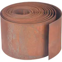 Relaxdays Bordure de pelouse , 10 m x 14 cm, acier, aspect rouillé, en rouleau, bordure de parterre flexible, bordure pour parterres et pelouse, marron