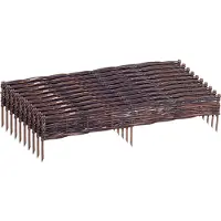 Relaxdays Bordures de parterre , en osier, lot de 10, H x L : 10 x 100 cm, à enfoncer, pour parterres et pelouses, bordures de parterre basses, marron
