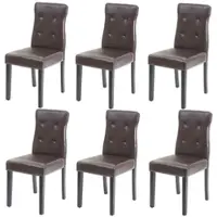 Mendler 6x chaise de salle à manger HWC-E58, fauteuil similicuir marron, pieds foncés