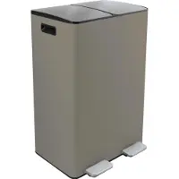 Spirella Poubelle Système de tri des déchets avec couvercle 60 L (2x30 litres) avec seau intérieur grandes poubelles Poubelle à pédale inox taupe