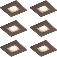 QAZQA Ensemble de 6 spots encastrables modernes bronze foncé carré IP44 - Qure