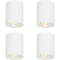 QAZQA Lot de 4 spots de plafond modernes blancs rotatifs et inclinables - Rondoo Up