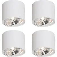 QAZQA Ensemble de 4 spots de plafond modernes blancs orientables et inclinables AR111 - Rondoo Up