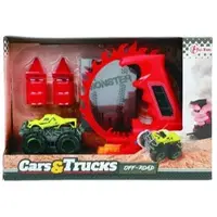 Toi-Toys CARS_TRUCKS Monster Truck Set - Shooter Launcher + Rampe, Jouet Stunt à partir de 3 ans jaune