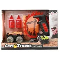 Toi-Toys CARS_TRUCKS Monster Truck Set - Shooter Launcher + Rampe, Jouet Stunt à partir de 3 ans orange