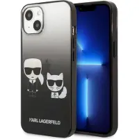 Karl Lagerfeld Coque iPhone 14 Plus Dégradé Ikonik Karl & Choupette Noir