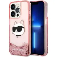 Karl Lagerfeld Coque iPhone 14 Pro Max rose pailleté