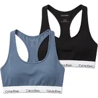 Calvin Klein Lv00qf8494 Bralette Bra 2 Units Bleu,Noir L Femme