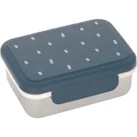 Lassig Boîte À Déjeuner Argenté Bleu Foncé Pour Fille Et Garçon Lunchbox Stainless Steel Happy Prints Midnight Blue 273043