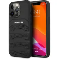 Mercedes Étui en cuir noir gaufré AMG pour iPhone 14 Pro