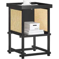SoBuy Table d'appoint Design avec Rangement Noir et Jaune