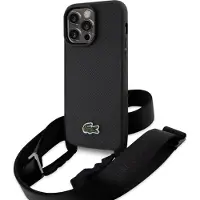 Lacoste LCHCP15XSPVCK iPhone 15 Pro Max 6.7" czarny/black étui rigide Iconic Petit Pique Crossbody (Apple iPhone 15 Pro Max), Coque pour téléphone portable, Noir