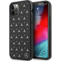 Mercedes Coque iPhone 12 Pro Max Argent Étoiles Noires
