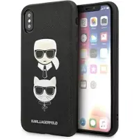 Karl Lagerfeld Coque Saffiano Karl&Choupette noire pour iPhone X