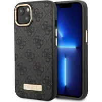 GUESS GUHMP14MU4GPRK iPhone 14 Plus 6,7" czarny/black hard case 4G Logo Plate MagSafe (Apple iPhone 14 Plus), Coque pour téléphone portable, Noir