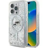 Karl Lagerfeld KLHMP16XLGKCSGH iPhone 16 Pro Max 6.9" hardcase transparent Liquid Glitter Karl&Choup (Apple iPhone 16 Pro Max), Coque pour téléphone portable, Transparent