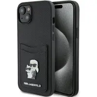 Karl Lagerfeld Étui iPhone 15 Saffiano à fente pour cartes Noir