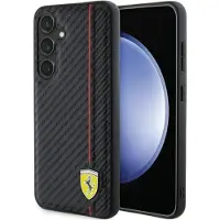 Ferrari Coque Samsung Galaxy S24 Plus Carbone Imprimé Ligne Noire