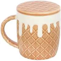 Something Different Mug Gaufre 550ml Avec Couvercle Ou Dessous De Verre Pratique