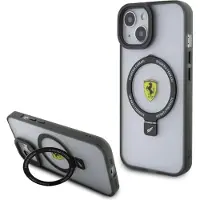 Ferrari Coque rigide pour iPhone 15 6,1" avec MagSafe et anneau de support, transparente - FEHMP15SUSCAH