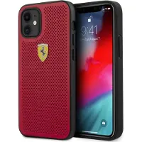 Ferrari FESPEHCP12SRE iPhone 12 Mini 5.4 "Rouge / Red Hard Case Perforated Rail (Apple iPhone 12 mini), Coque pour téléphone portable, Rouge